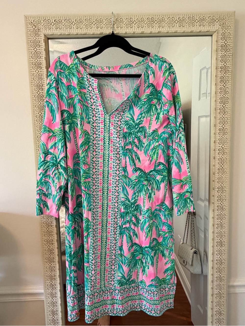 Lilly Pulitzer Pink Palm-Print Midi Dress